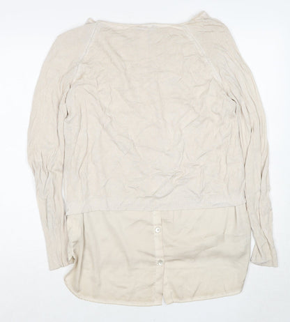 Yest Womens Beige Round Neck Viscose Pullover Jumper Size 10