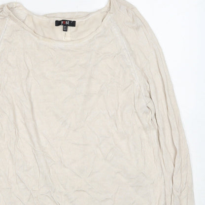 Yest Womens Beige Round Neck Viscose Pullover Jumper Size 10