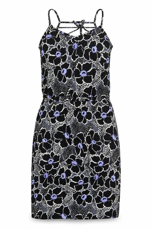Warehouse Womens Black Floral Viscose Tank Dress Size 10 Round Neck Pullover