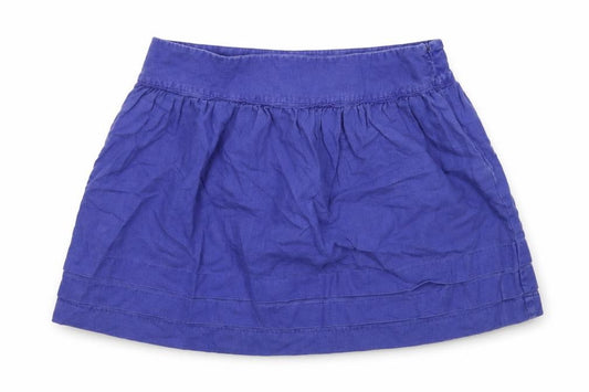 Topshop Womens Blue Linen Skater Skirt Size 12 Zip