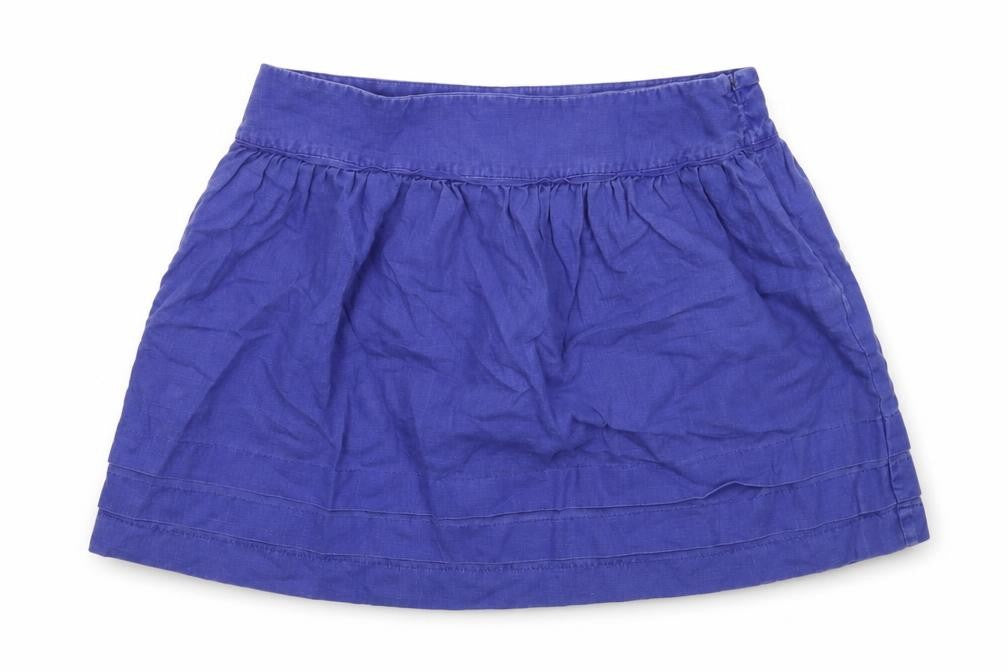 Topshop Womens Blue Linen Skater Skirt Size 12 Zip