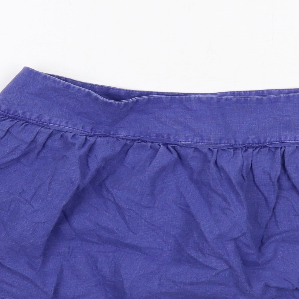 Topshop Womens Blue Linen Skater Skirt Size 12 Zip