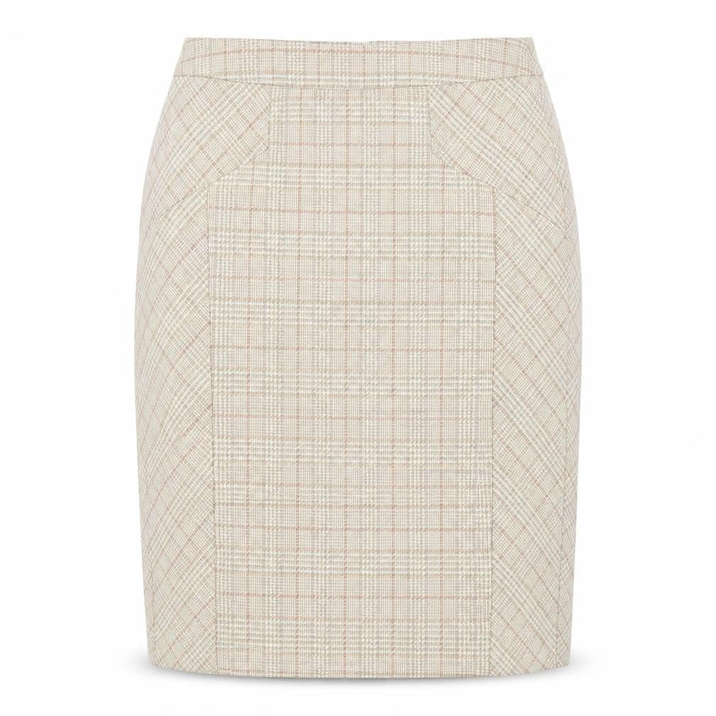 NEXT Womens Beige Plaid Wool A-Line Skirt Size 10 Zip