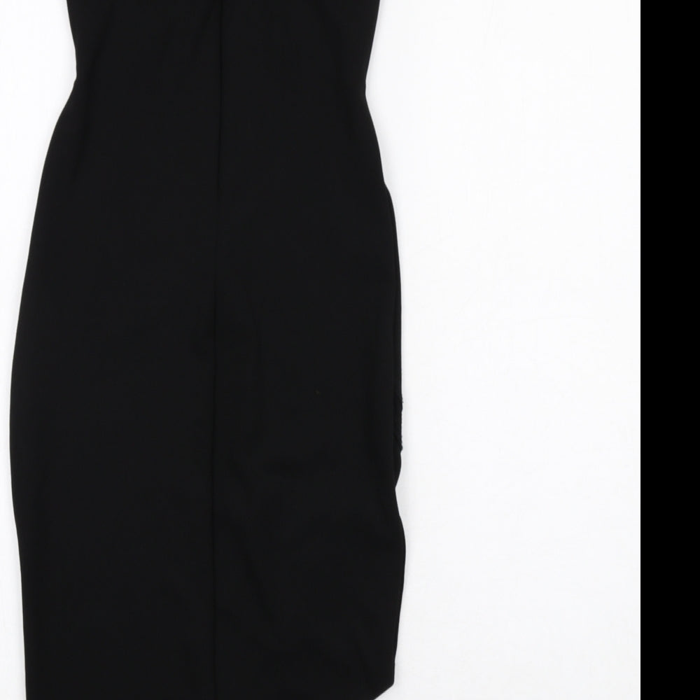 Missguided Womens Black Polyester Bodycon Size 8 Off the Shoulder Zip