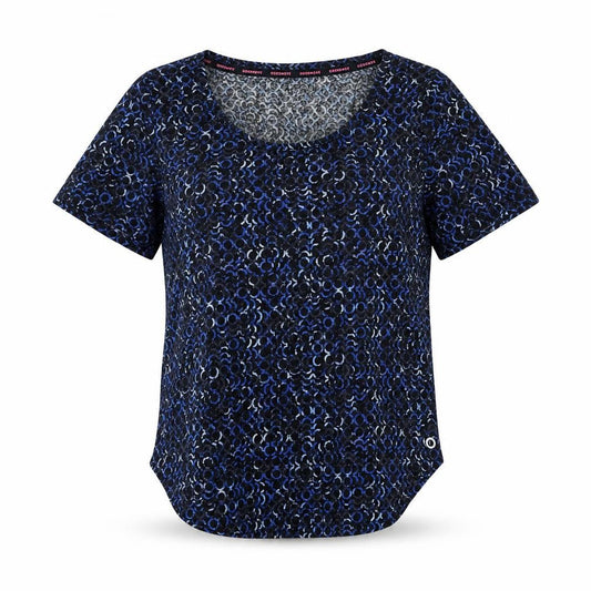 Marks & Spencer Womens Blue Geometric Polyester Basic T-Shirt Size 6 Round Neck Pullover