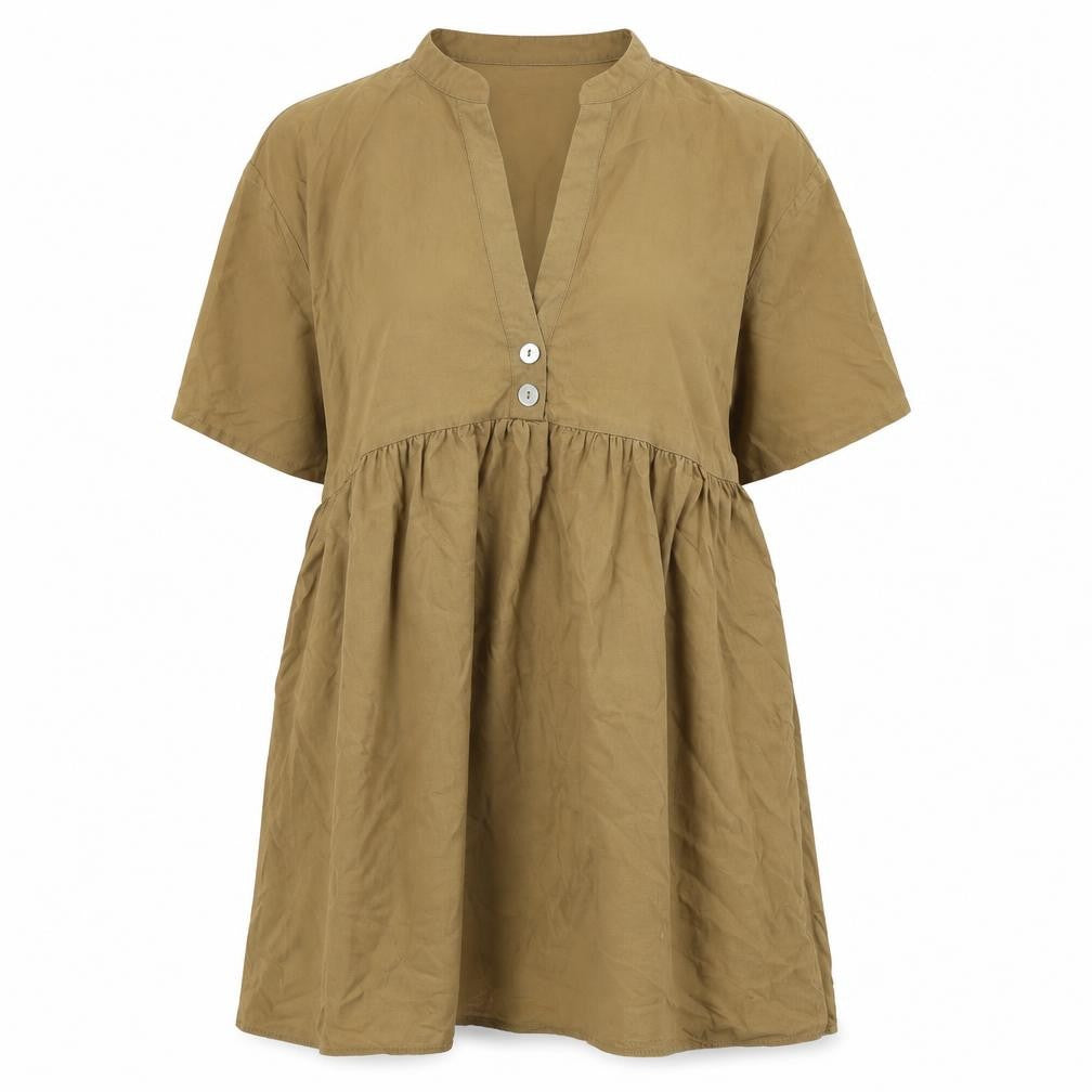 Zara Womens Brown Polyester A-Line Size S V-Neck Pullover