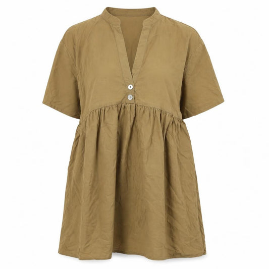 Zara Womens Brown Polyester A-Line Size S V-Neck Pullover
