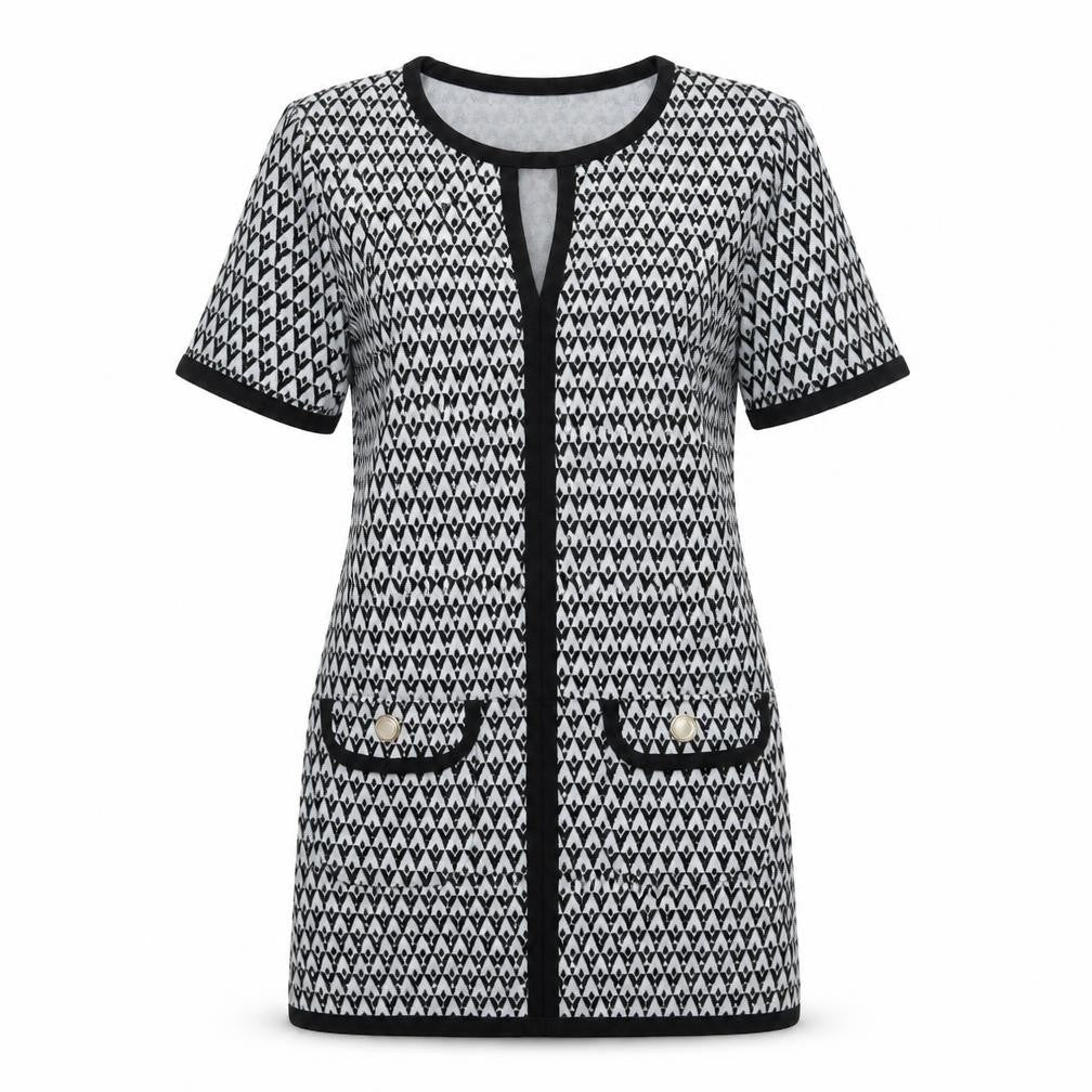Dorothy Perkins Womens Black Geometric Polyester A-Line Size 6 Round Neck Pullover