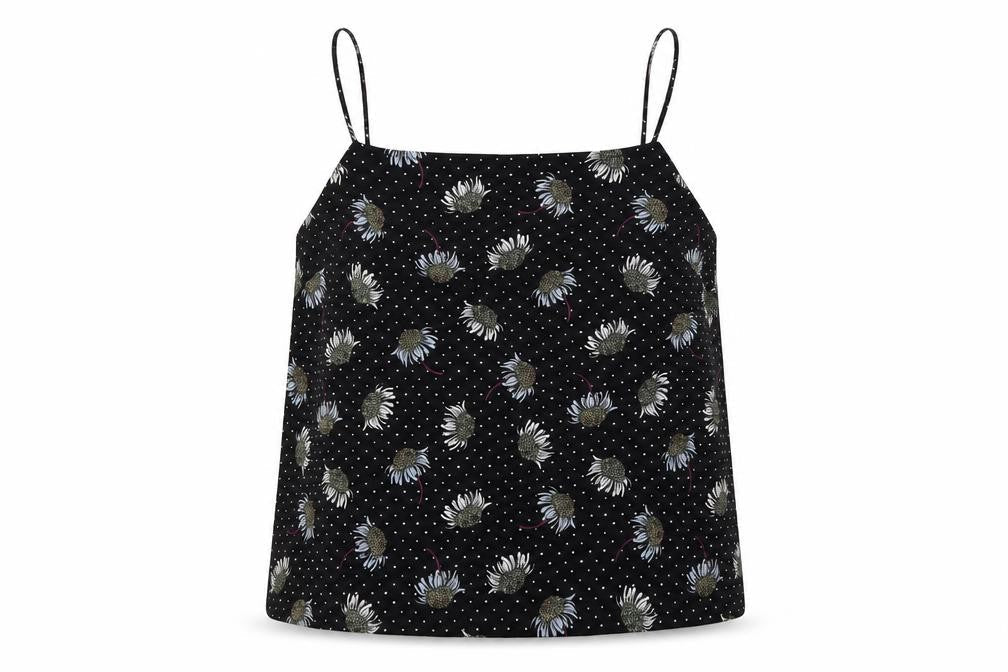 Topshop Womens Black Polka Dot Polyester Camisole Tank Size 14 Square Neck - Floral