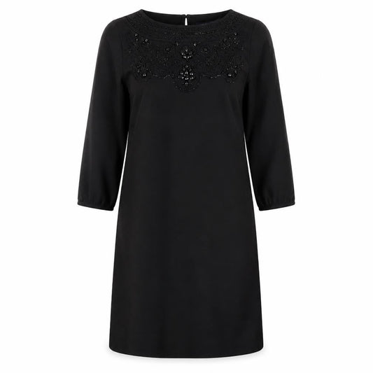 Marks & Spencer Womens Black Polyester A-Line Size 10 Round Neck Zip