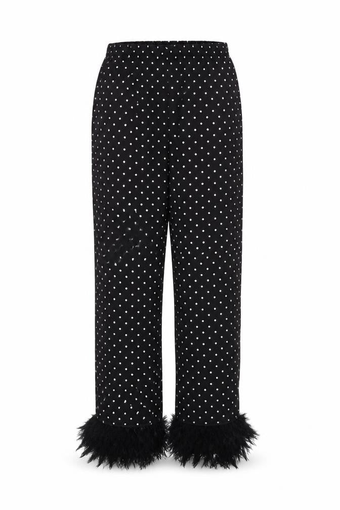 Cameo Rose Womens Black Polka Dot Polyester Trousers Size 14 Regular - Feather Cuff