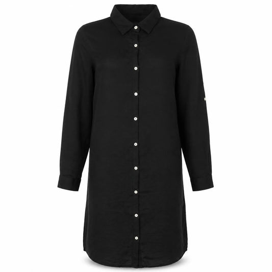 Voulez-Vous Womens Black Polyester Shirt Dress Size 8 Collared Button - Back Detail