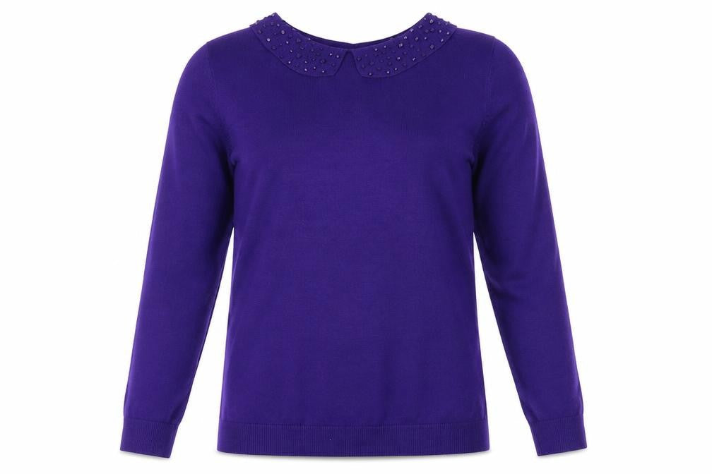 Debenhams Womens Purple Collared Viscose Pullover Jumper Size 12