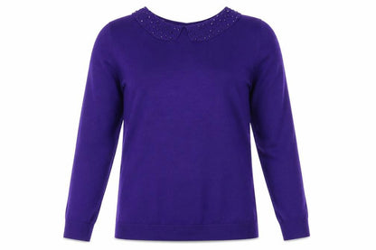 Debenhams Womens Purple Collared Viscose Pullover Jumper Size 12