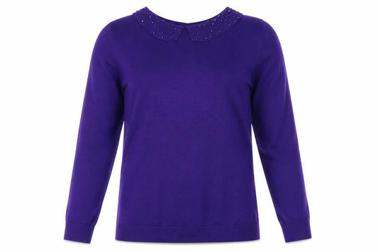 Debenhams Womens Purple Collared Viscose Pullover Jumper Size 12