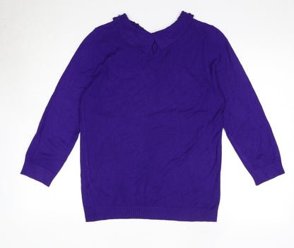 Debenhams Womens Purple Collared Viscose Pullover Jumper Size 12
