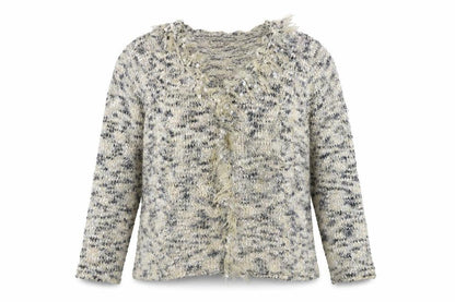Front view of Frank Saul Blue V-Neck Polyester Cardigan Jumper, size M