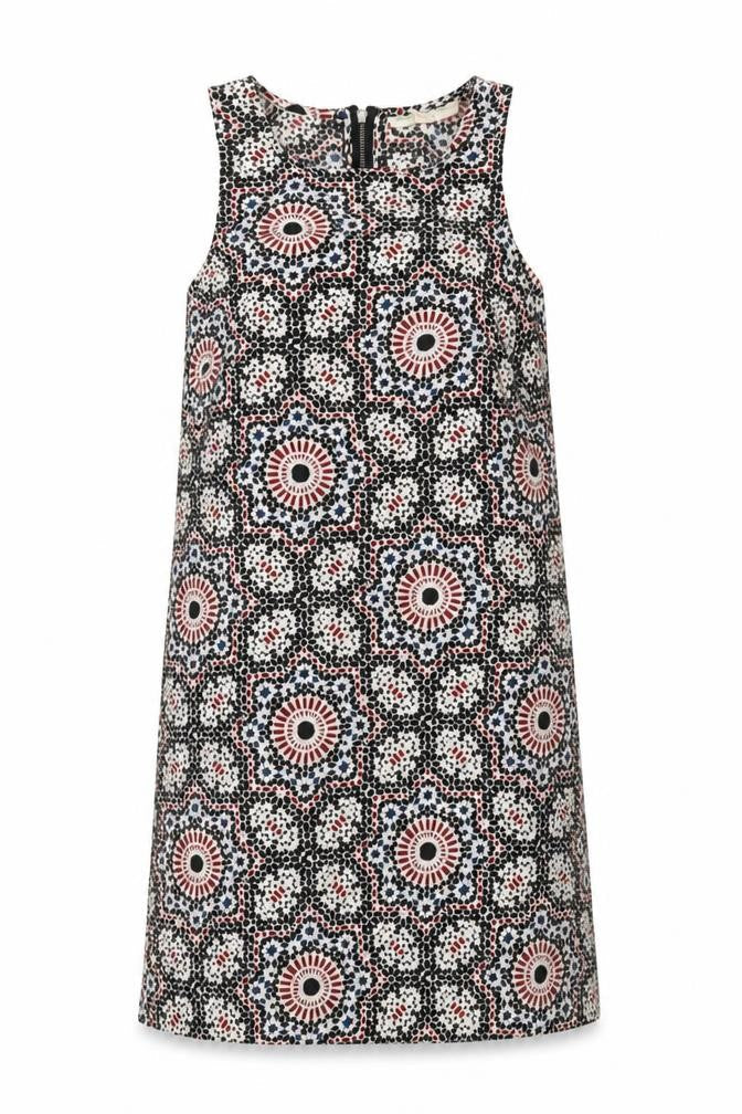 Staring at Stars Womens Black Geometric Polyester Shift Size XS Round Neck Zip - Mosaic Print