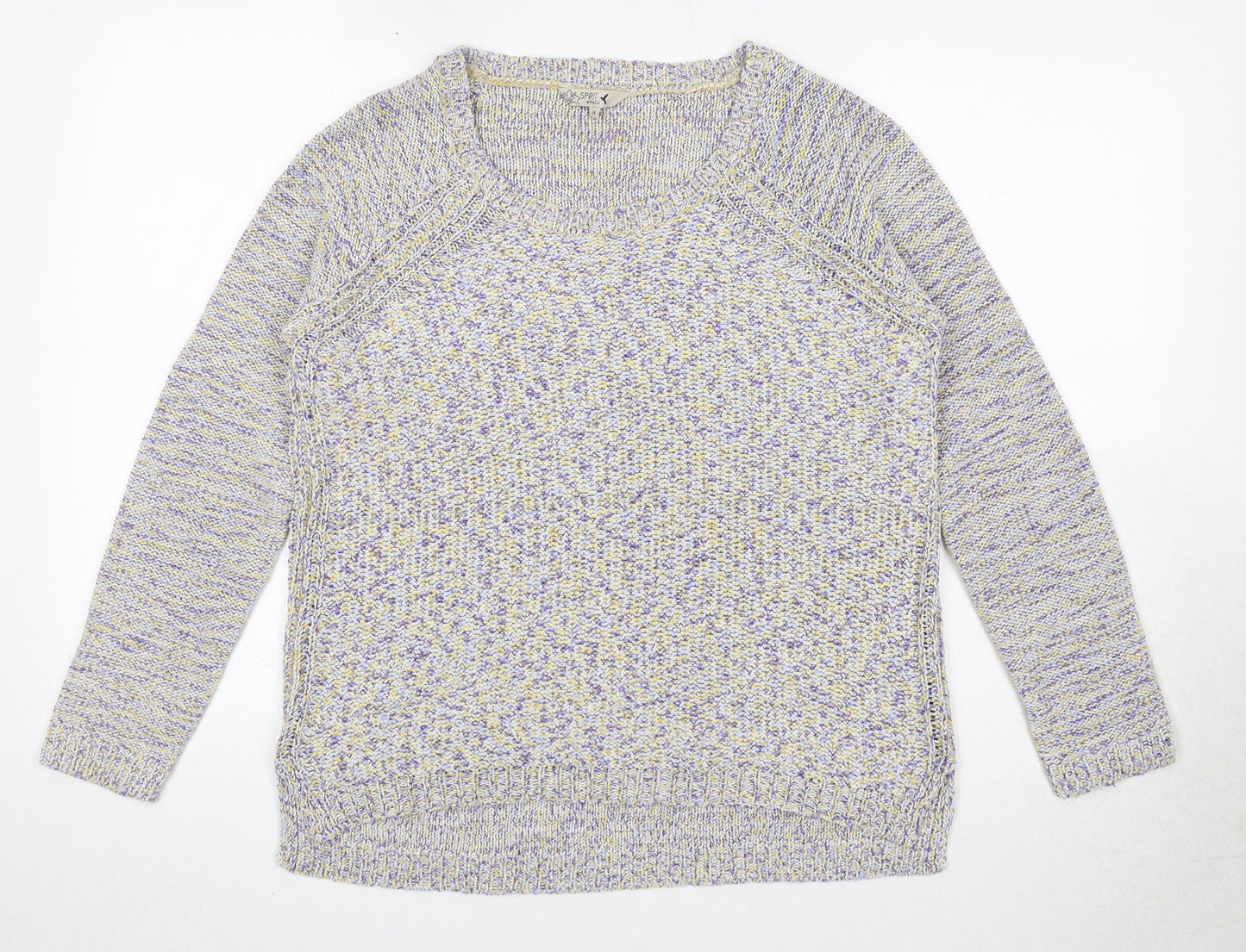 M&Co Womens Yellow Scoop Neck Cotton Pullover Jumper Size 14