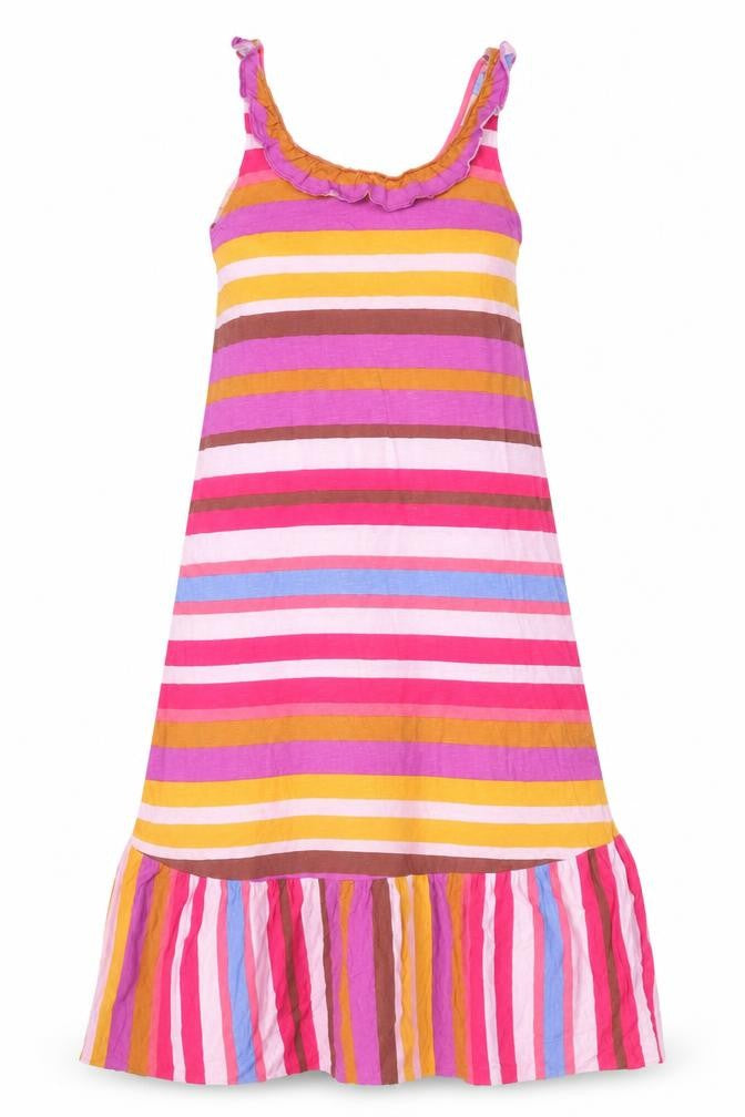 H&M Womens Multicoloured Striped Cotton Tank Dress Size S Scoop Neck