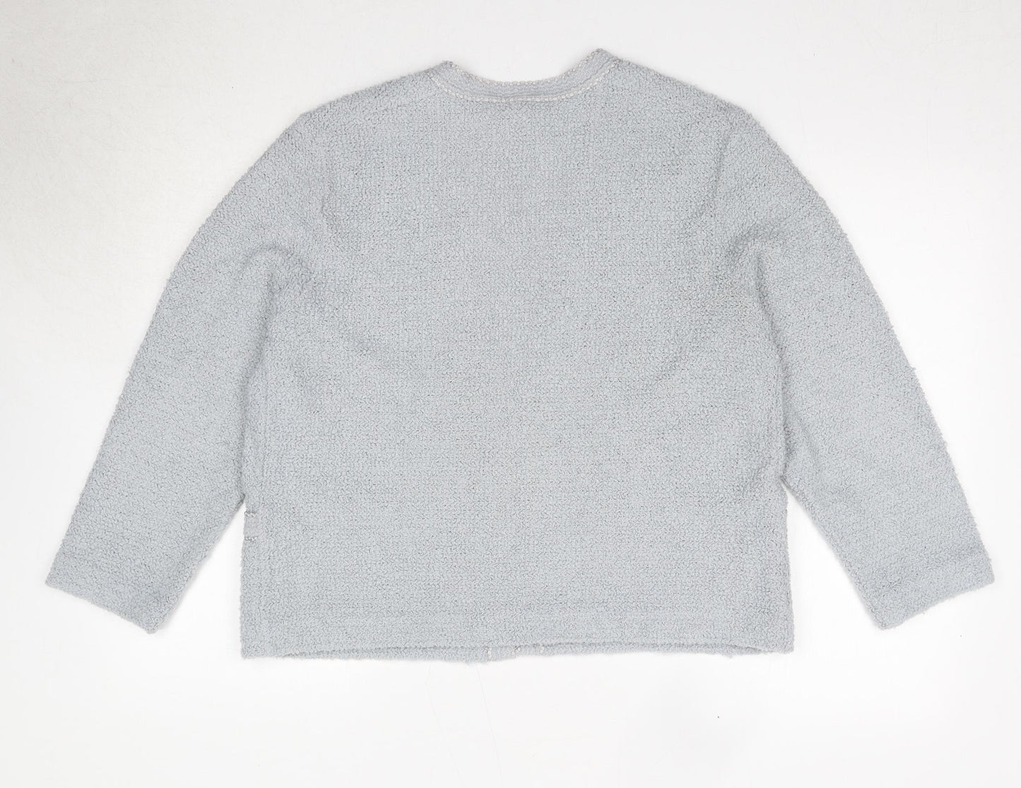St Michael Womens Grey V-Neck Acrylic Cardigan Jumper Size 14