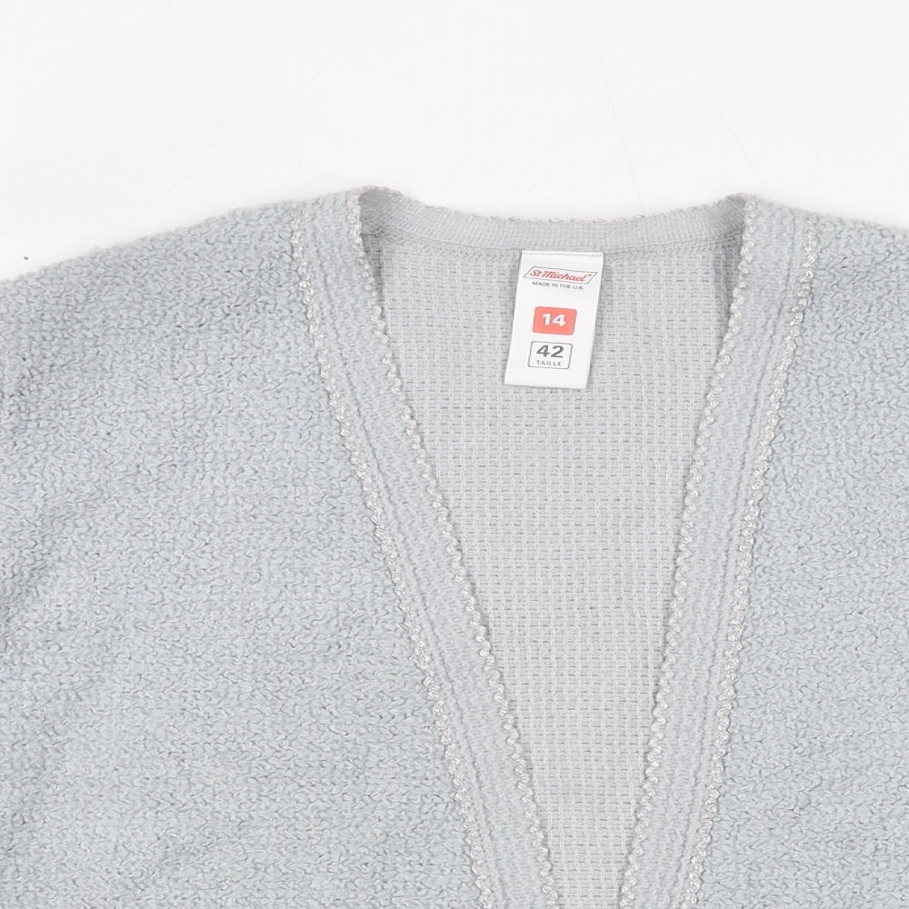 St Michael Womens Grey V-Neck Acrylic Cardigan Jumper Size 14