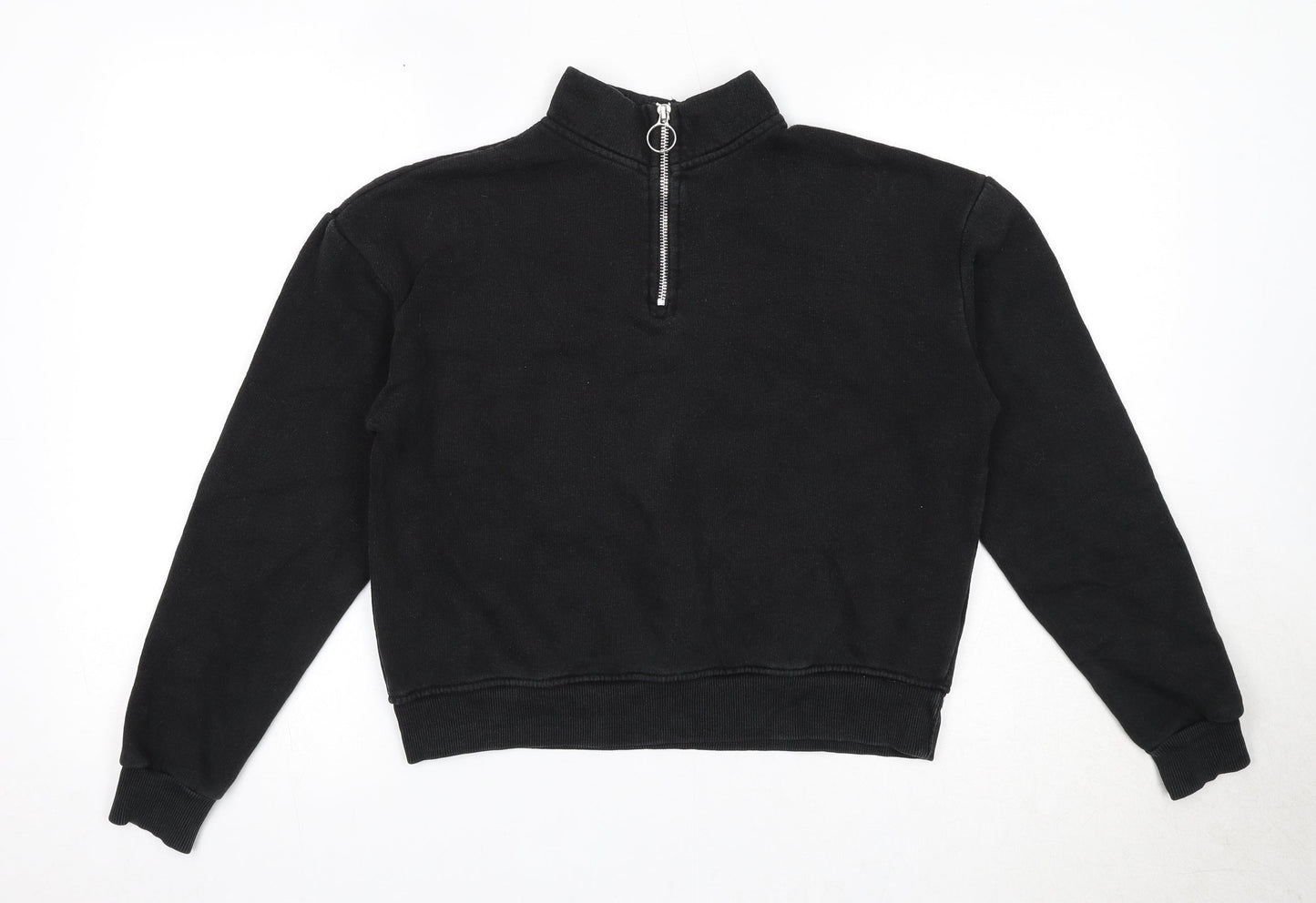 Pull&Bear Womens Black Polyester Pullover Sweatshirt Size S Zip