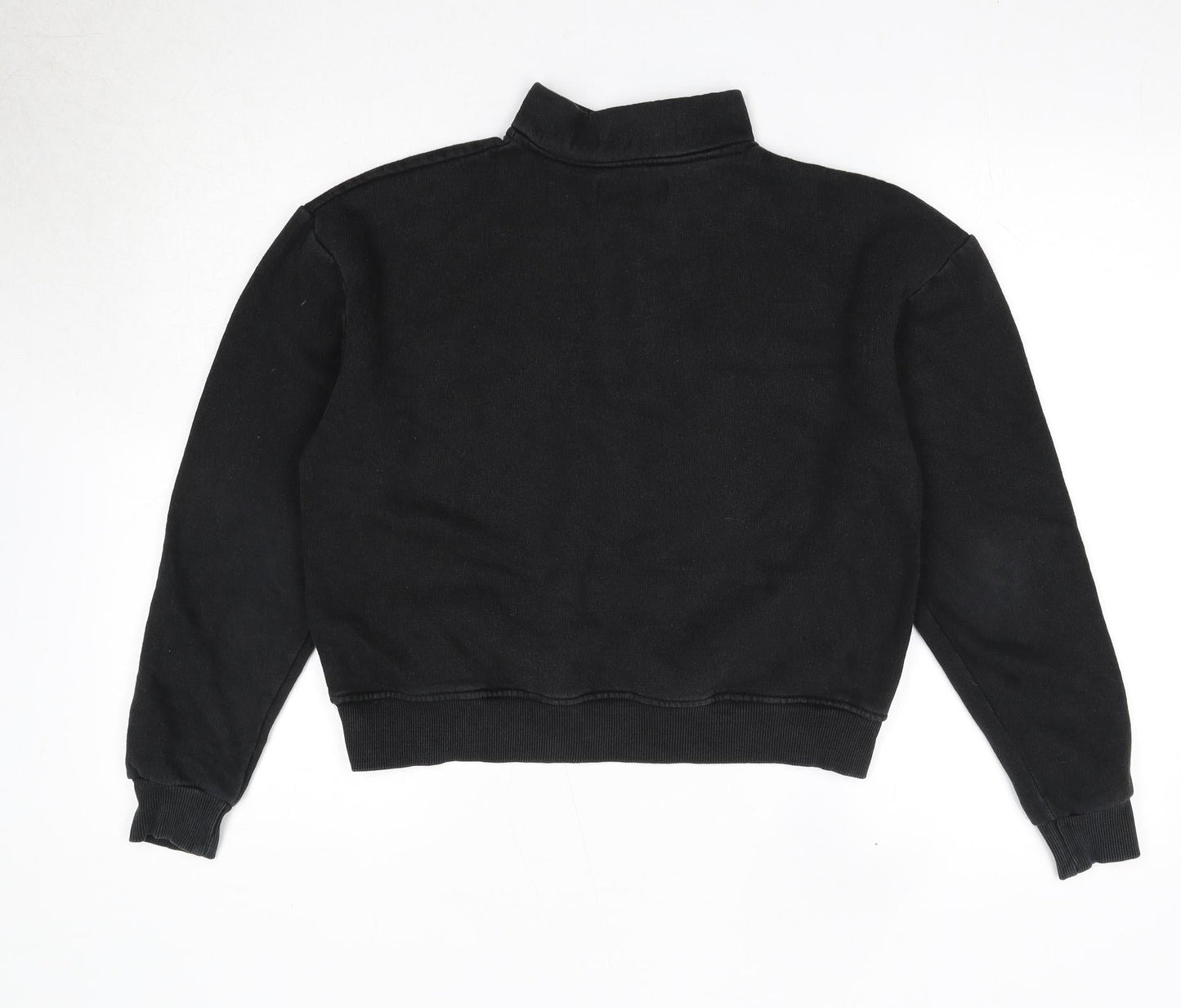 Pull&Bear Womens Black Polyester Pullover Sweatshirt Size S Zip