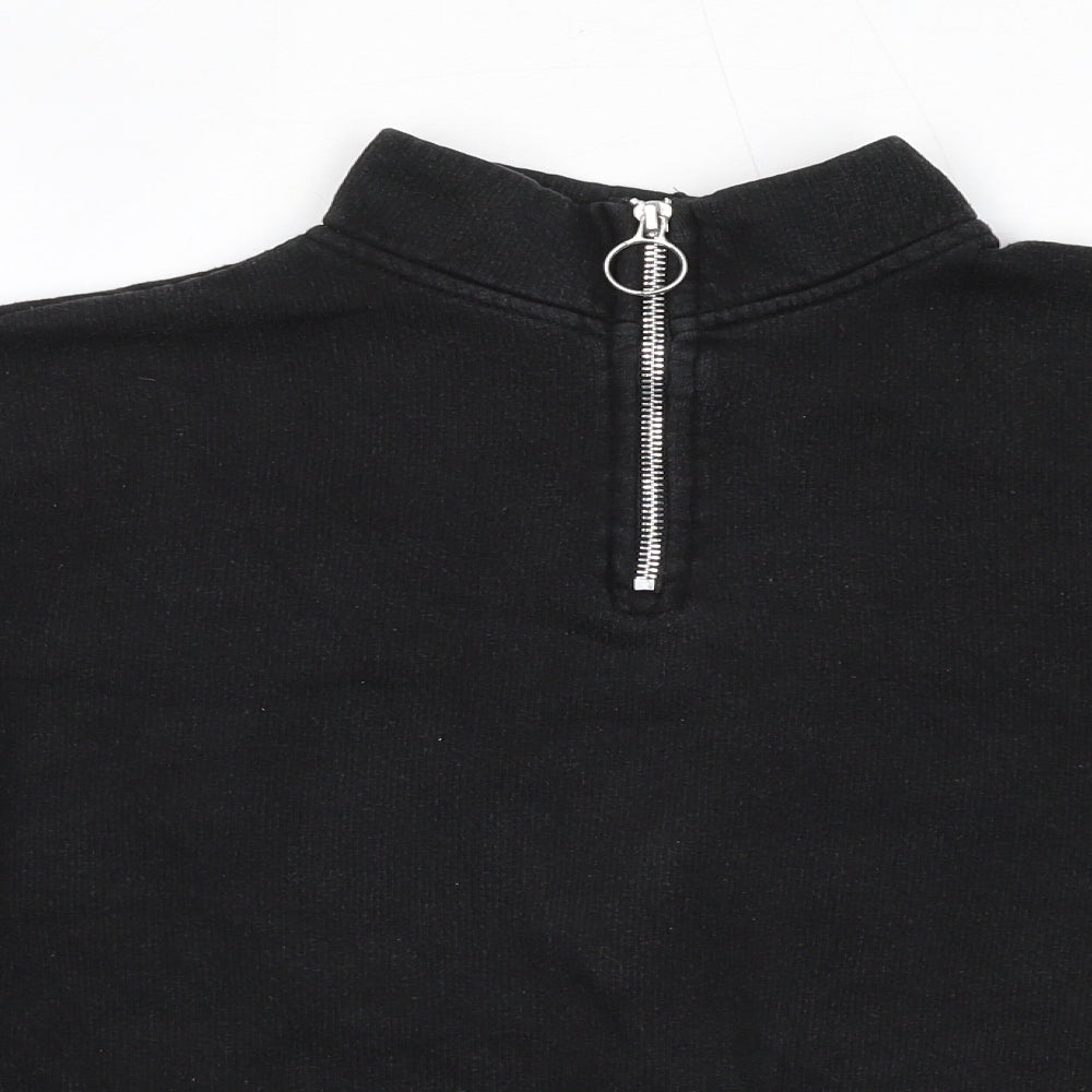 Pull&Bear Womens Black Polyester Pullover Sweatshirt Size S Zip