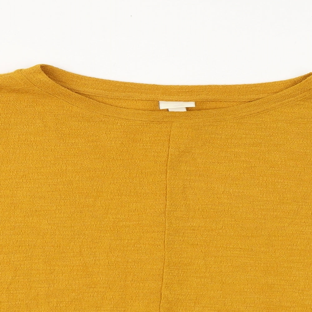 H&M Womens Yellow Polyester Basic Blouse Size S Boat Neck