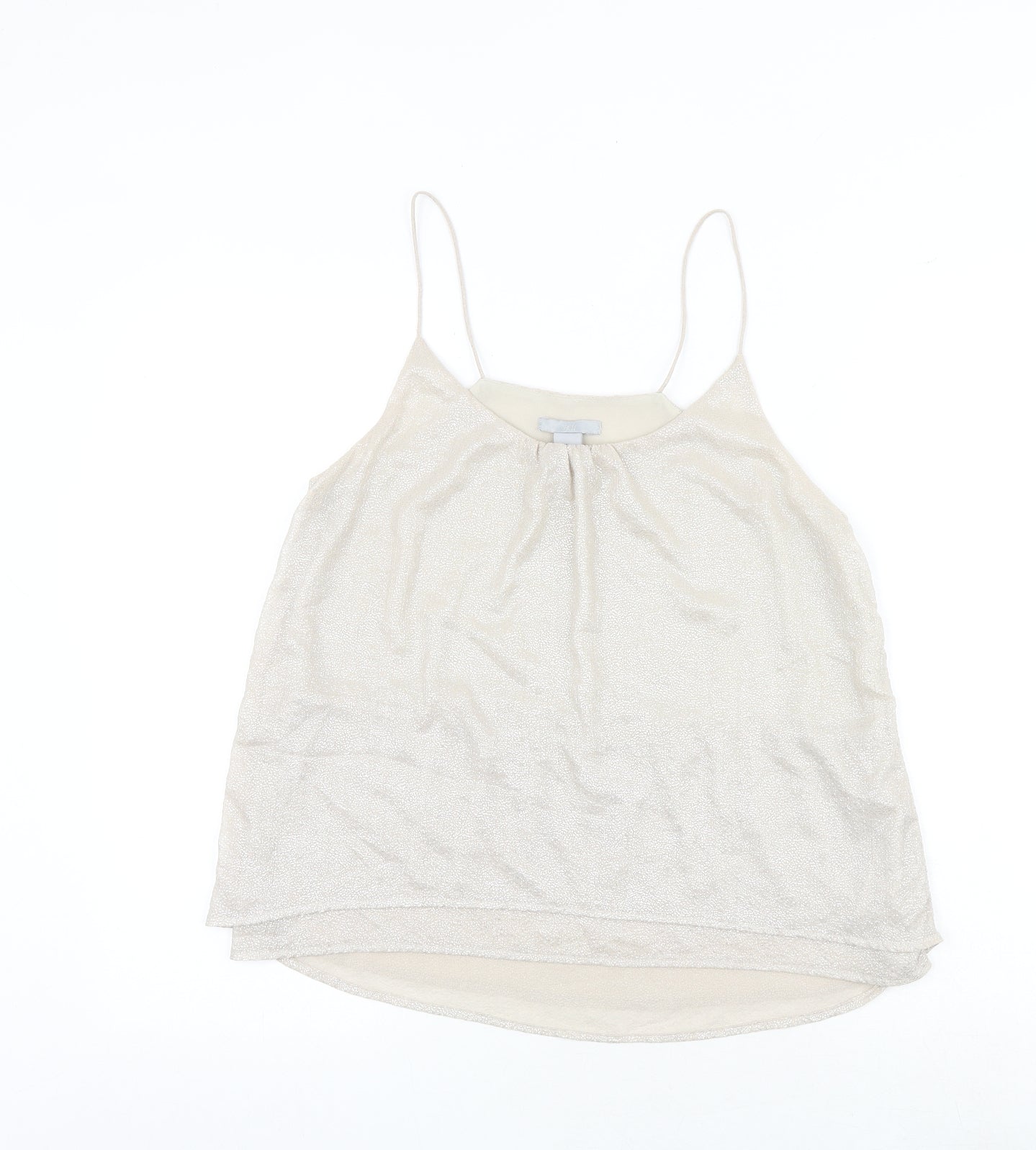 H&M Womens Gold Geometric Polyester Basic Tank Size 6 Round Neck