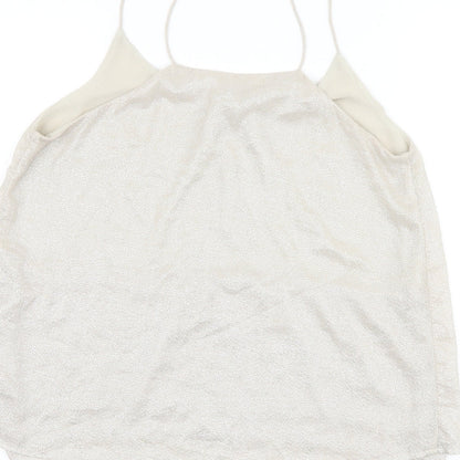 H&M Womens Gold Geometric Polyester Basic Tank Size 6 Round Neck