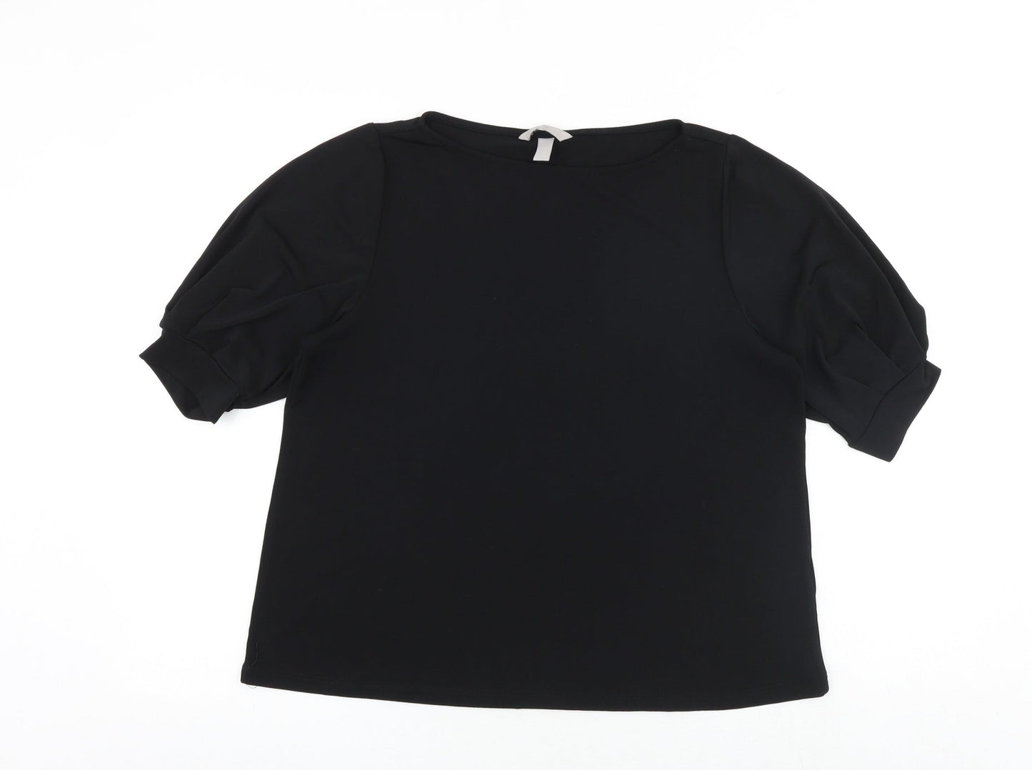 H&M Womens Black Polyester Basic Blouse Size M Round Neck