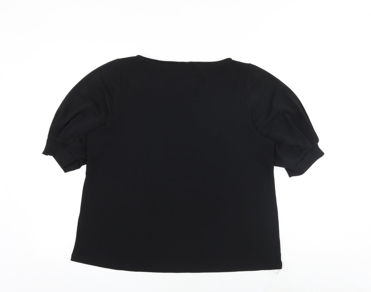 H&M Womens Black Polyester Basic Blouse Size M Round Neck
