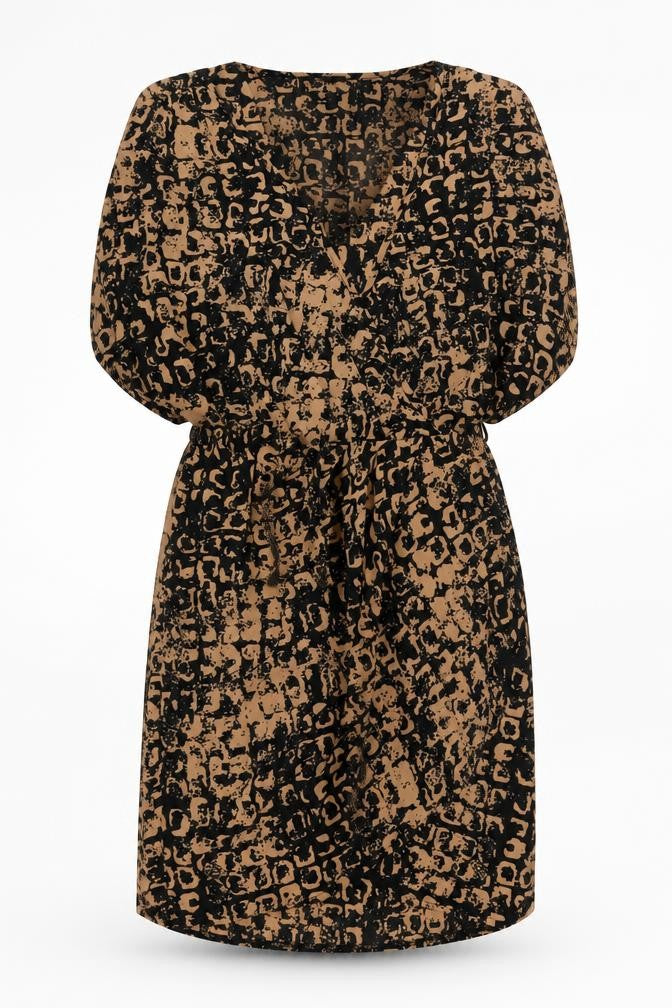 Topshop Womens Brown Geometric Polyester A-Line Size 10 V-Neck Pullover