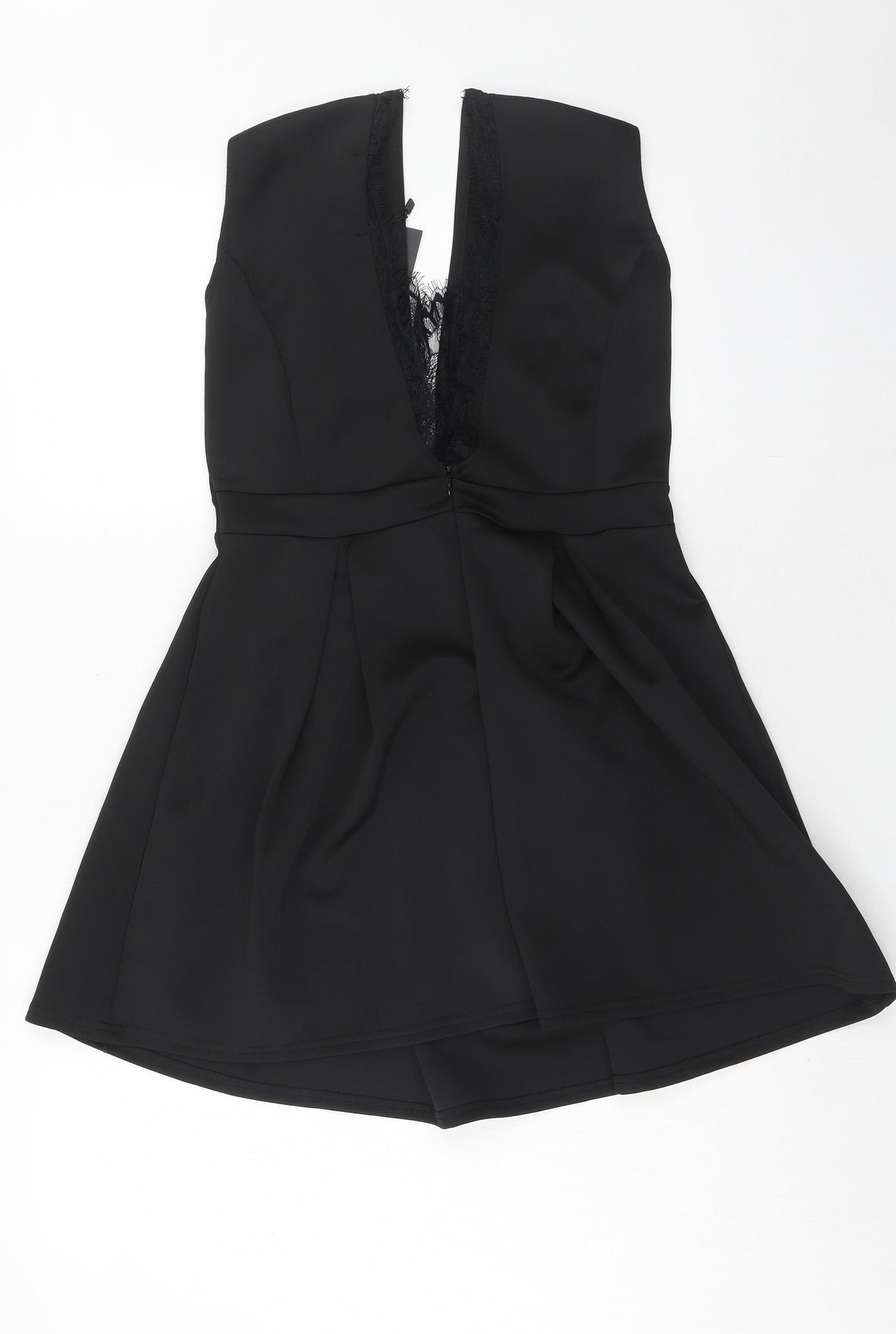 Girls On Film Womens Black Polyester Fit & Flare Size 12 Round Neck Zip