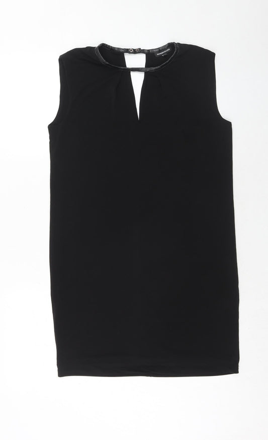 Warehouse Womens Black Polyester A-Line Size 10 Round Neck Button