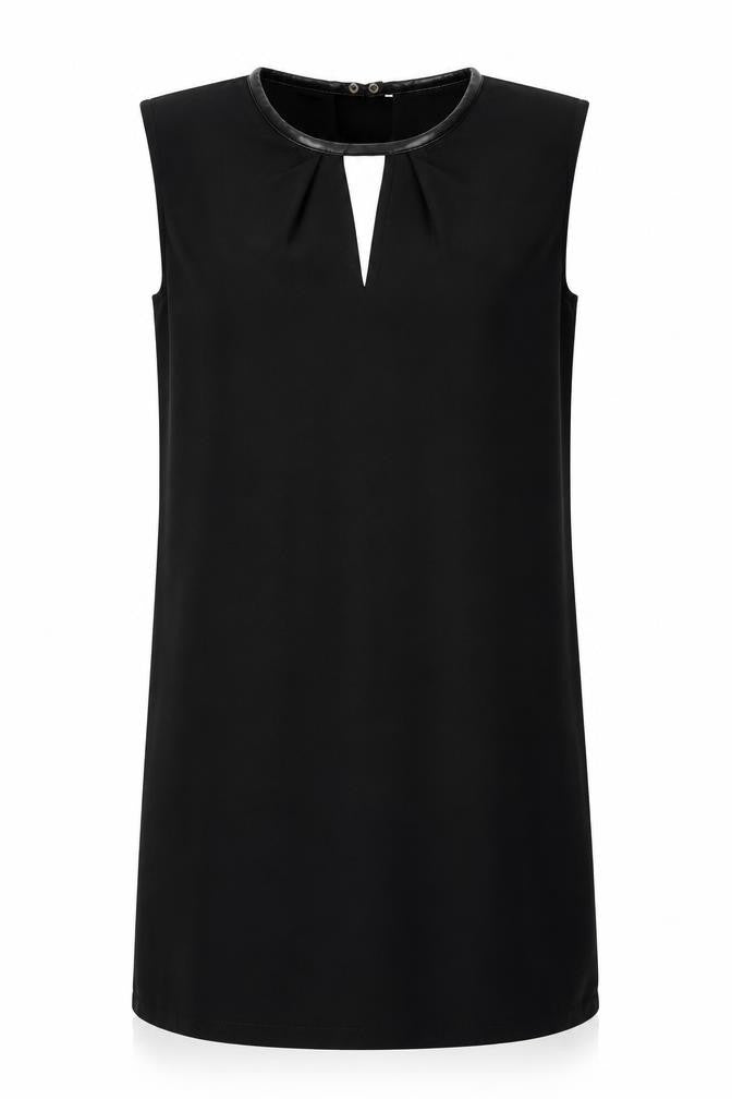 Warehouse Womens Black Polyester A-Line Size 10 Round Neck Button