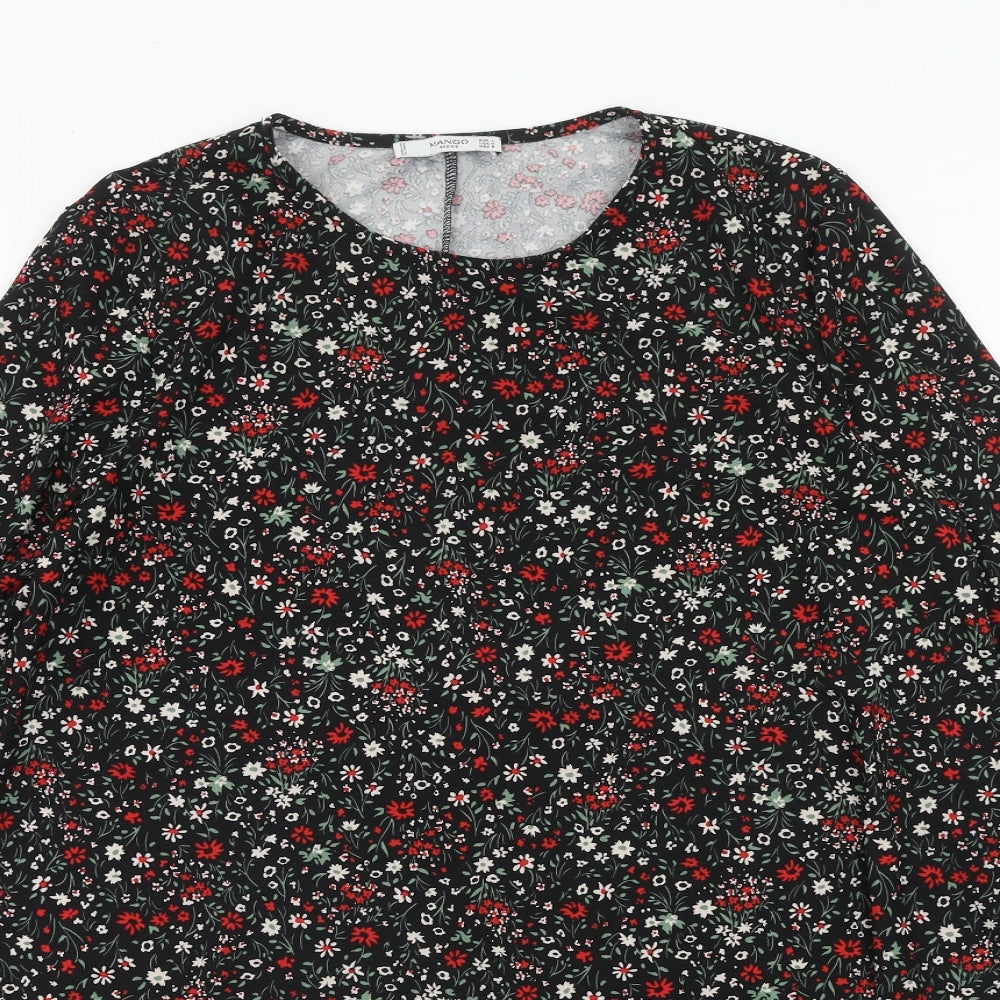 Mango Womens Multicoloured Floral Polyester A-Line Size L Round Neck Pullover
