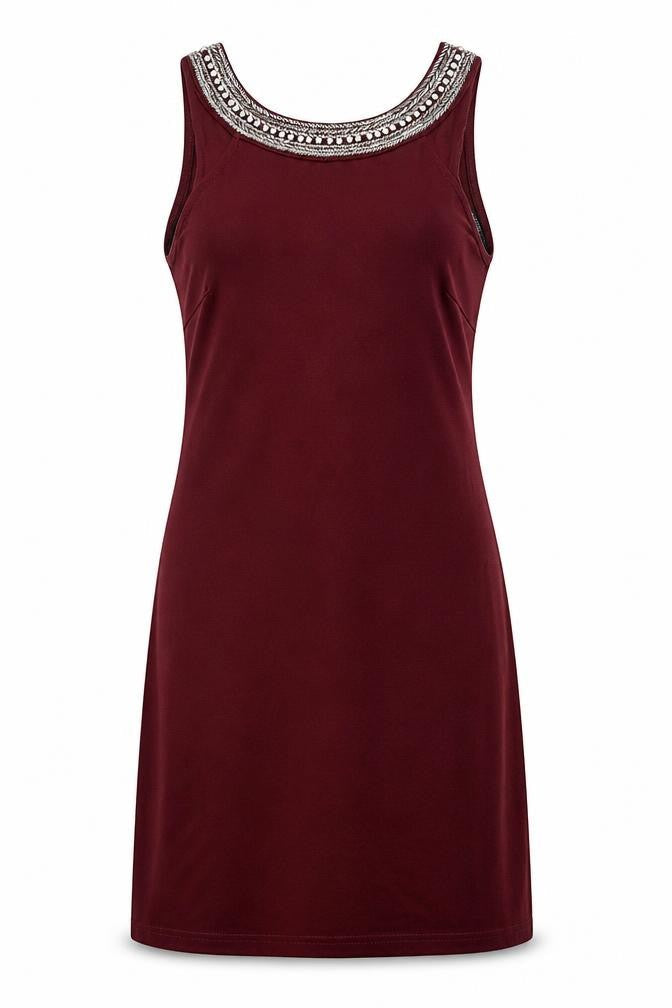 TFNC Womens Red Polyester A-Line Size S Round Neck Zip