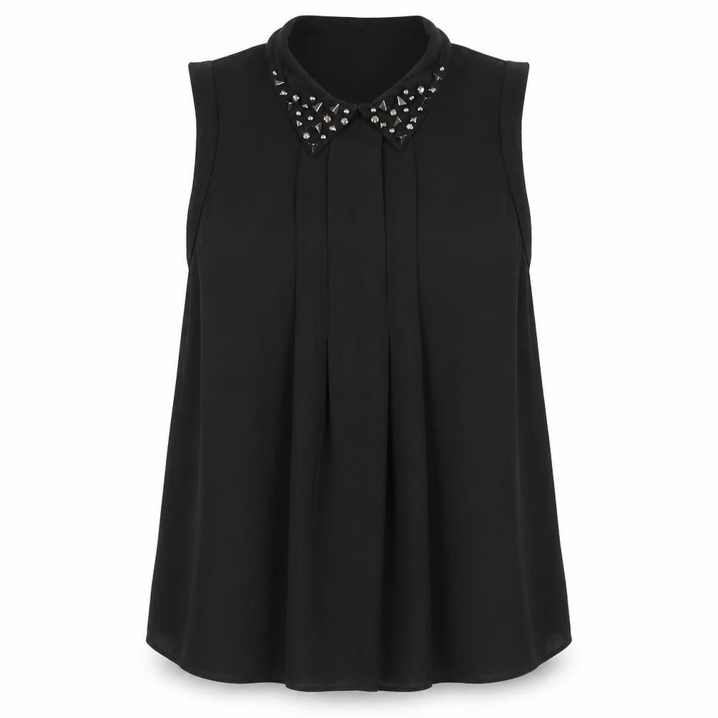 Cooperative Womens Black Polyester Basic Tank Size S Collared