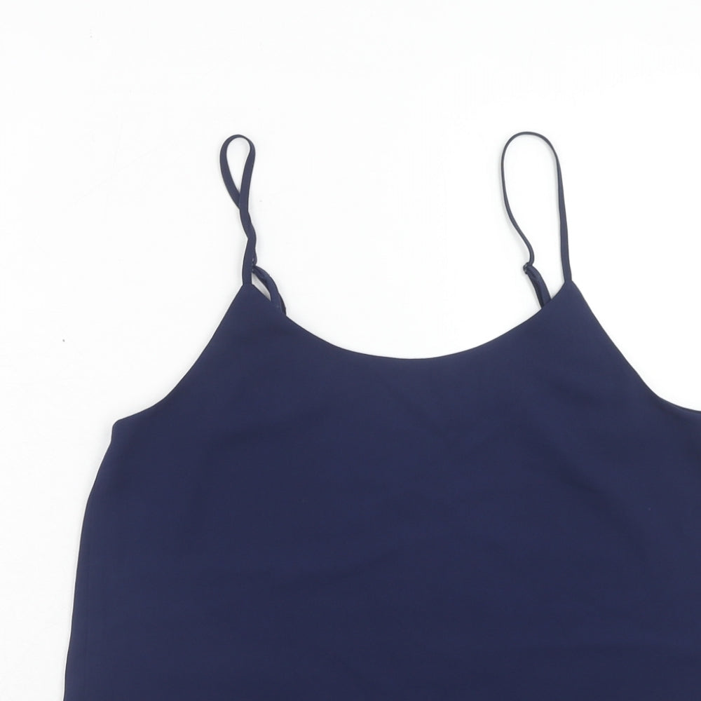 Oasis Womens Blue Polyester Basic Tank Size 8 Round Neck