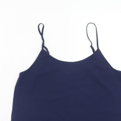 Oasis Womens Blue Polyester Basic Tank Size 8 Round Neck