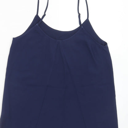 Oasis Womens Blue Polyester Basic Tank Size 8 Round Neck