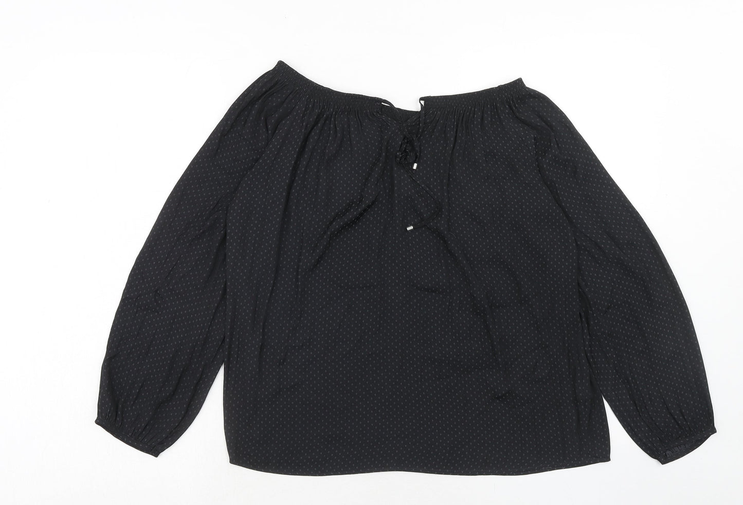 NEXT Womens Black Geometric Polyester Basic Blouse Size 6 Off the Shoulder