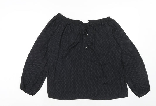 NEXT Womens Black Geometric Polyester Basic Blouse Size 6 Off the Shoulder