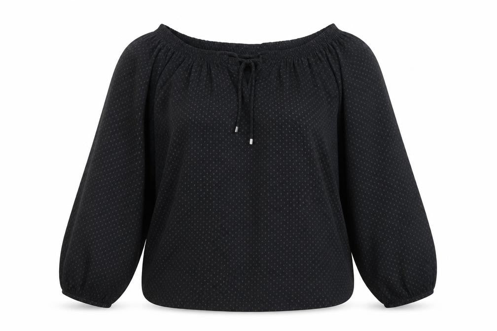 NEXT Womens Black Geometric Polyester Basic Blouse Size 6 Off the Shoulder