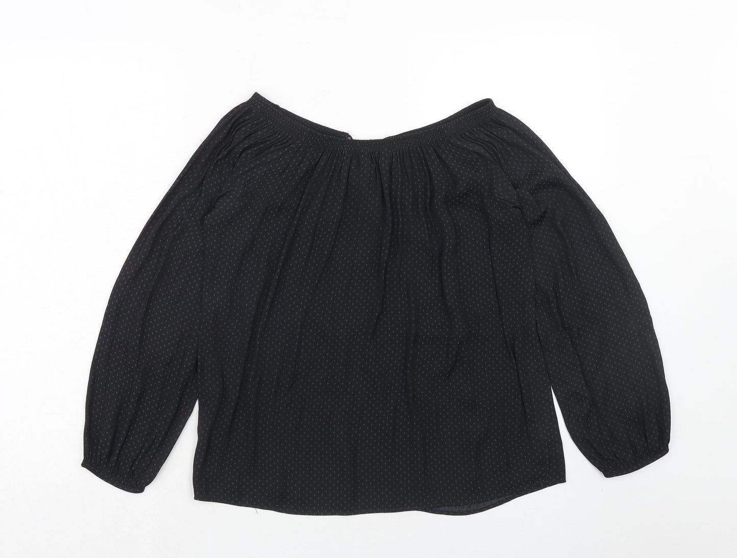 NEXT Womens Black Geometric Polyester Basic Blouse Size 6 Off the Shoulder