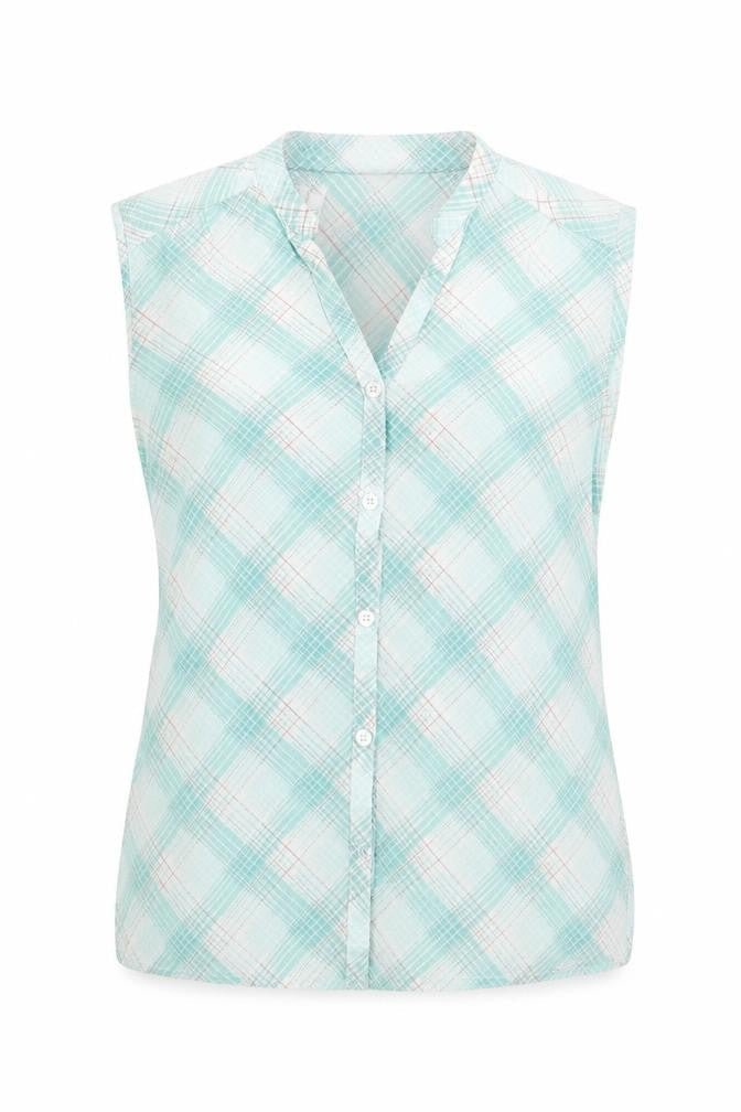 DECATHLON Womens Green Plaid Polyester Basic Button-Up Size 10 V-Neck