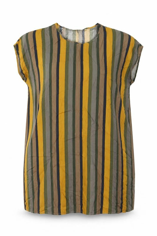 Emery Rose Womens Multicoloured Striped Viscose T-Shirt Dress Size 2XL Boat Neck Pullover